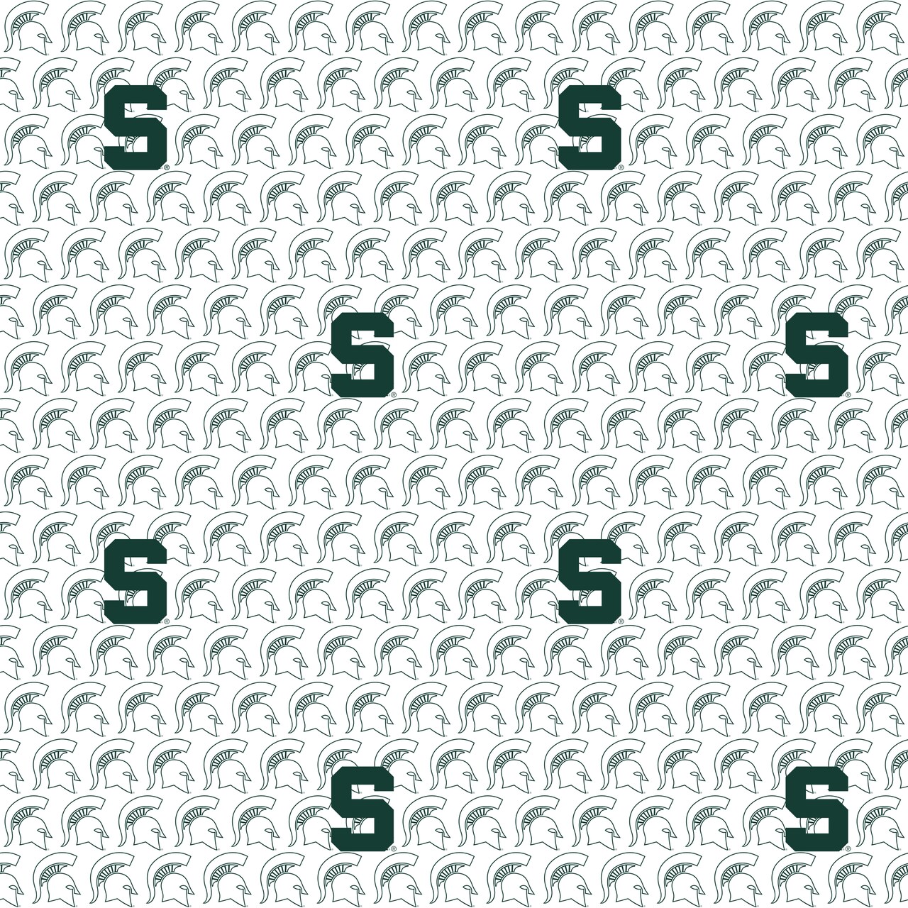 Sykel Enterprises-Michigan State University Cotton Fabric-Michigan State Spartans White Block Letter Cotton Quilting Fabric